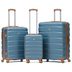 Set Of 3 Hard Shell Suitcase Cabin & Check In Cases With Tsa Lock - Overhead Cabin With Medium & Large Check-in Bag | Set of 3 | Blue