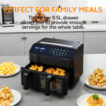 Dual-basket Smart Air Fryer With Viewing Glass, 3.5l + 6l Capacity,led Touchscreen, 8 Preset Cooking Modes, Easy To Clean, Non-stick, Overheat Protection