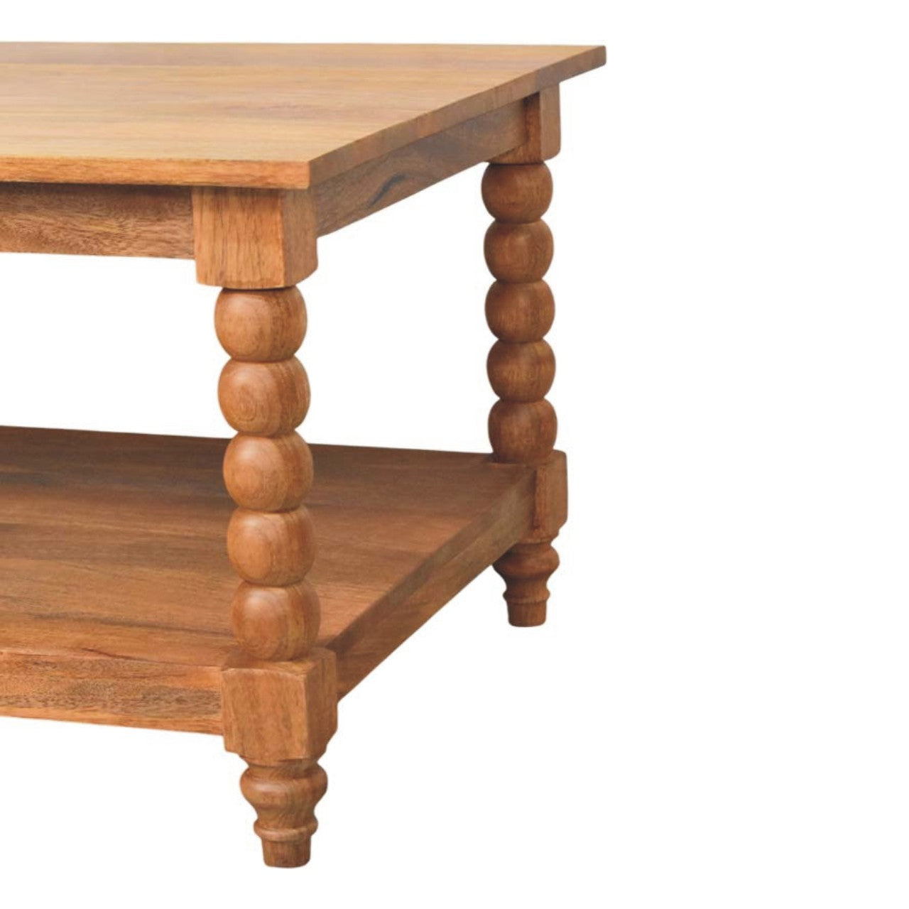 Spindle Coffee Table,1 Big Open Slot, Beige