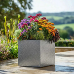 Zinc Galvanised Square Planter | 40cm x 40cm x 40cm | Silver Black