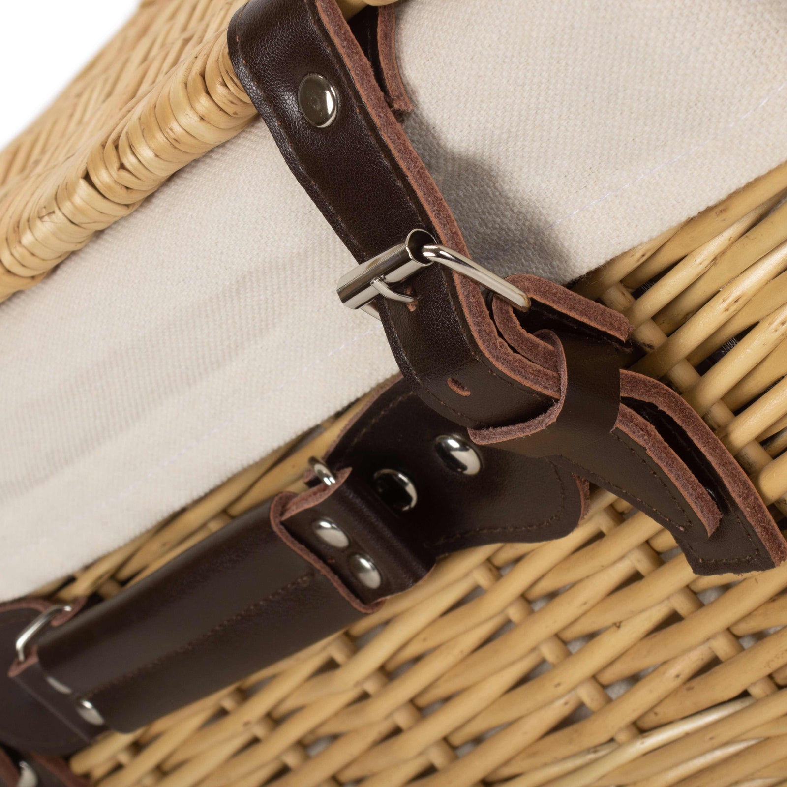 Wicker Buff 40cm Picnic Basket | White