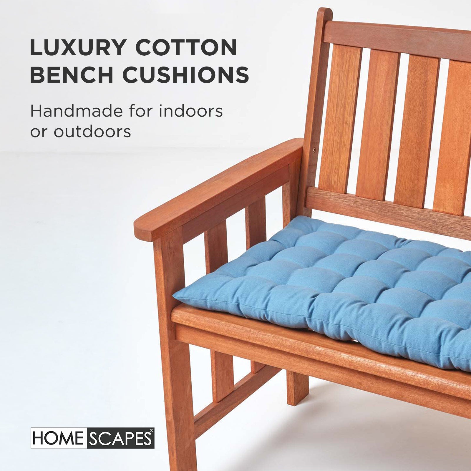 Outdoor Bench Cushion For 2 & 3 Seater Garden Seat Pad For Furniture, Kitchen, Dining & Indoor Use | 2 | Airforce Blue