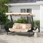 2-in-1 Garden Swing Seat Bed With Tilting Canopy & 2 Pillows