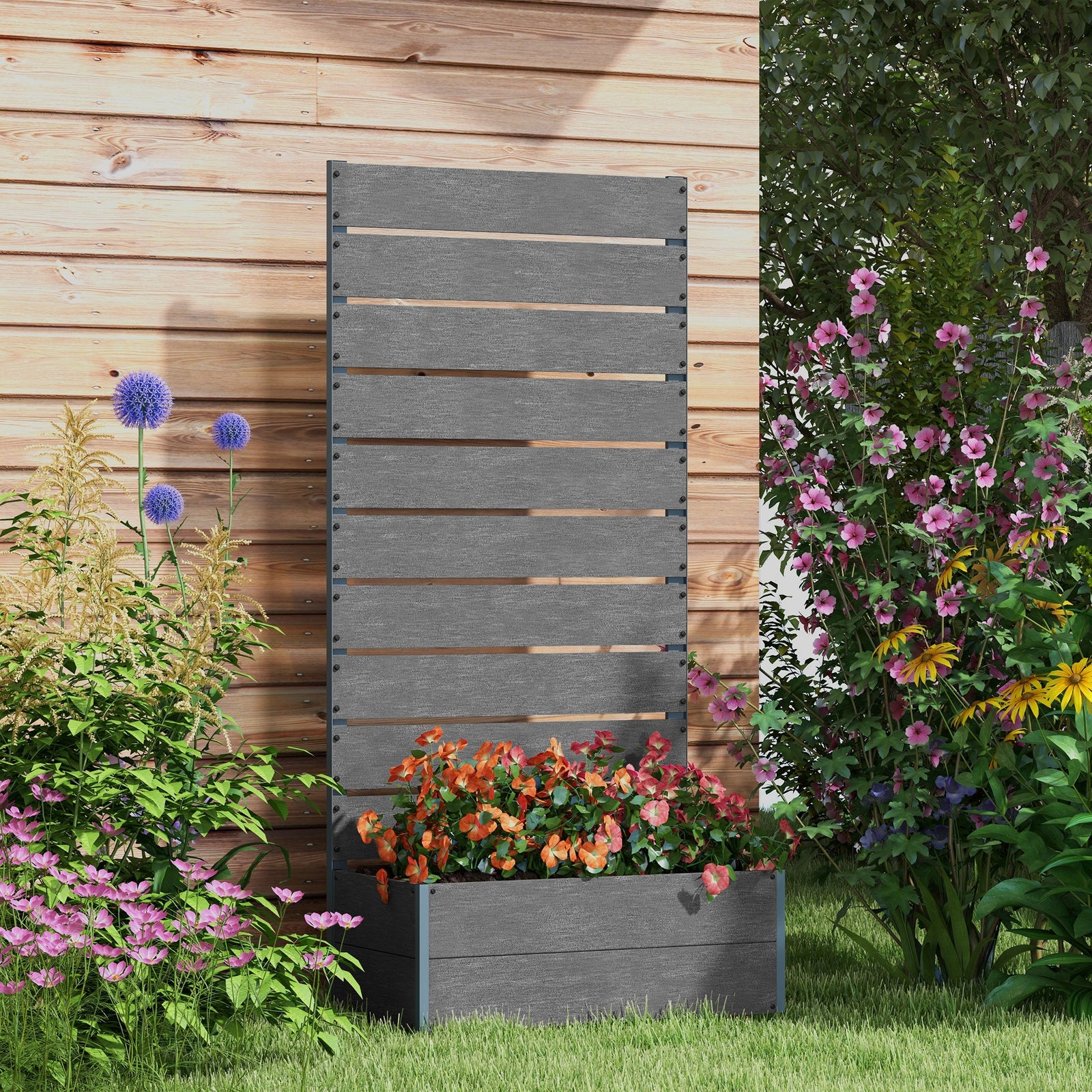 Planter With Trellis For Vines 72x38x150cm | Dark Gray