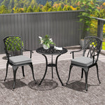 3 Pcs Aluminium Garden Coffee Table Setw/ Parasol Hole