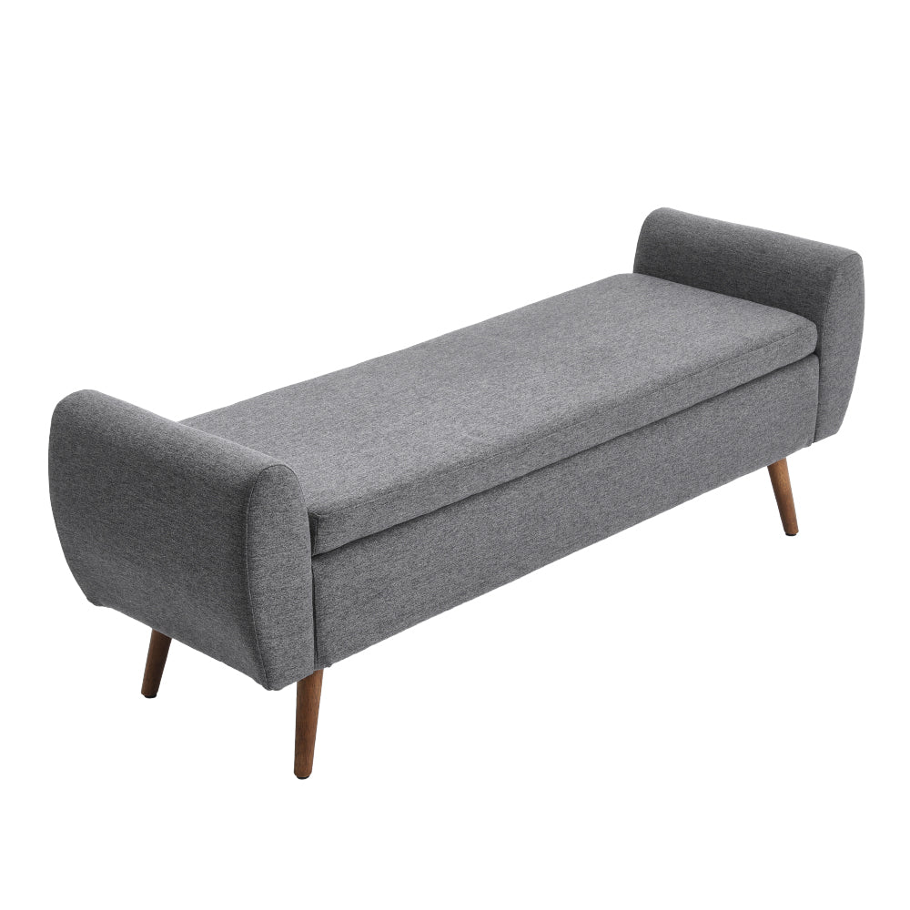 Extra Large Linen Storage Bench – Upholstered Ottoman Seat With Hidden Compartment, 151cm Wide Hallway Or Bedroom Bench | Grey
