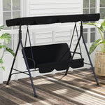3-seat Swing Chair Garden Swing Seat W/ Adjustable Canopy | Black