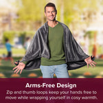 2-in-1 Heated Shawl & Blanket with Rechargeable Battery Pack | Charcoal