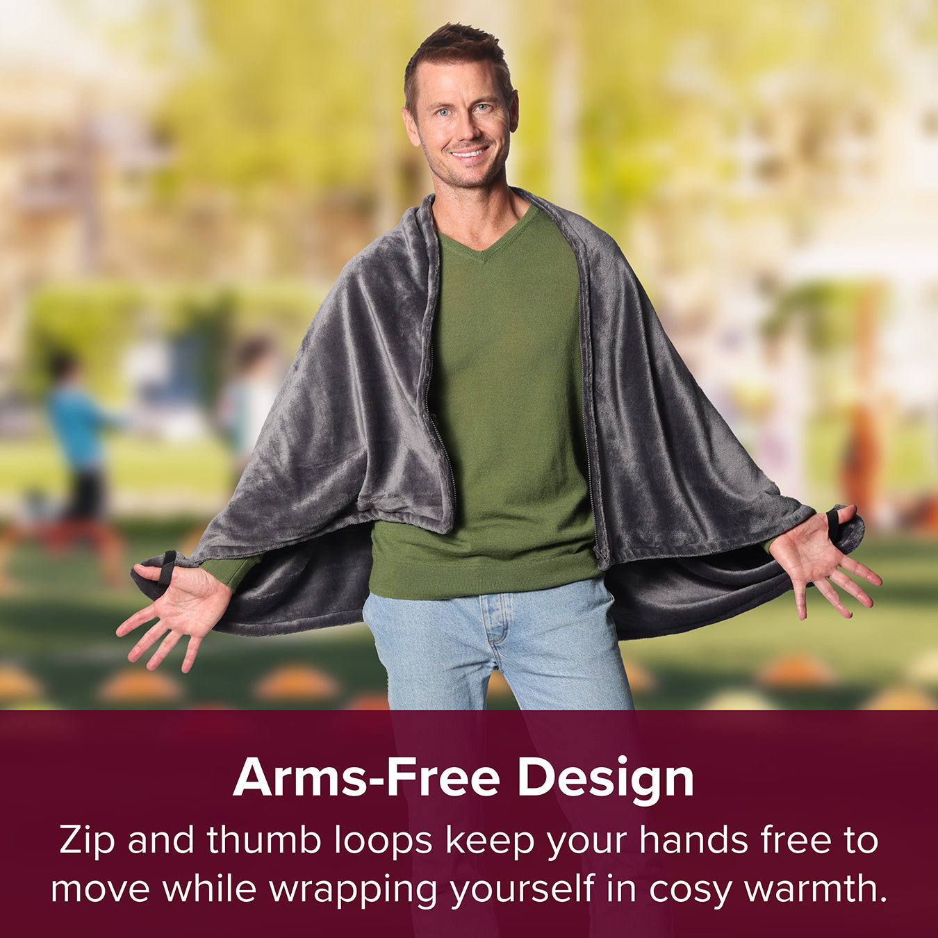 2-in-1 Heated Shawl & Blanket with Rechargeable Battery Pack | Charcoal