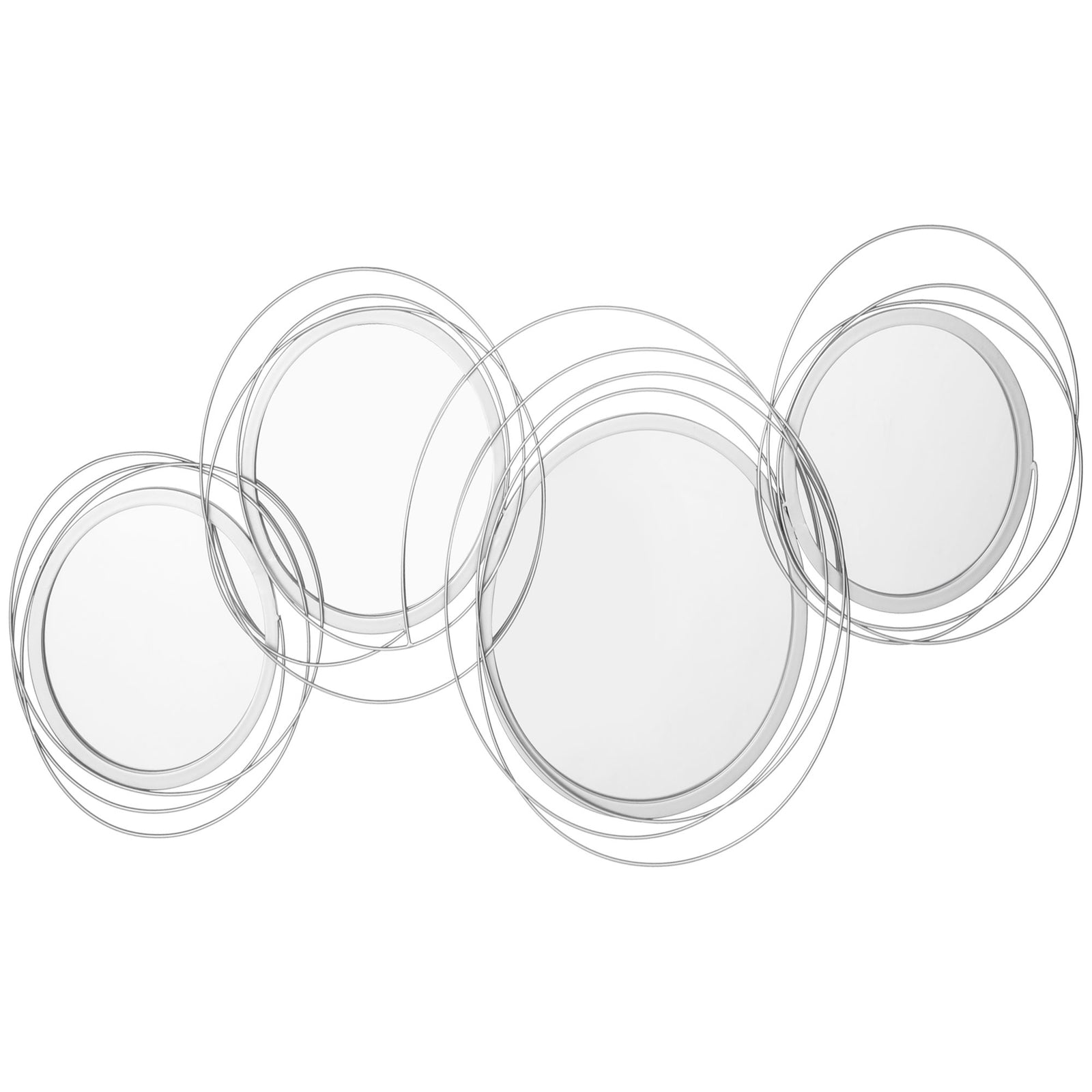 Metal Wall Art Decorative Mirror Modern Wall Sculpture | One Size | Silver