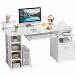HOMCOM Wood Computer Desk Laptop Workstation Drawer Shelf For Home Office