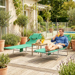 2 Sun Loungers With Reading Hole, Folding Garden Lounger | Green