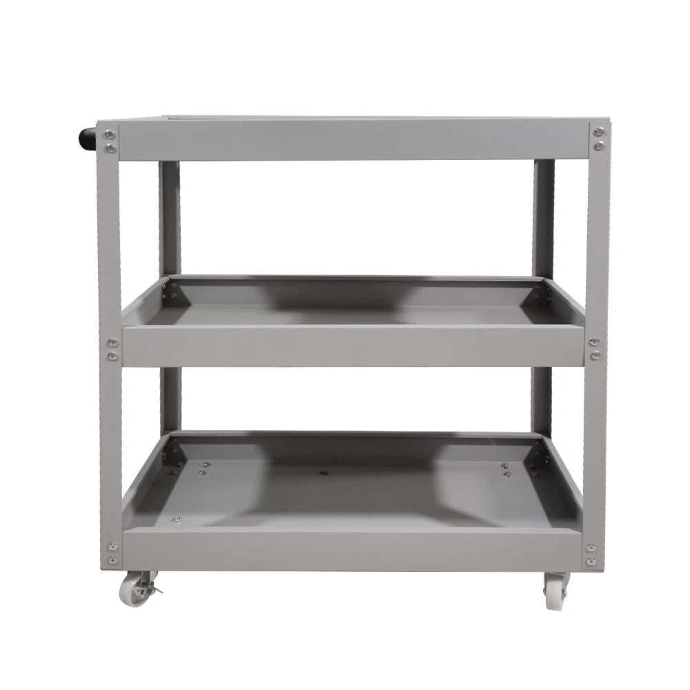Tool Storage Heavy Duty Durable Garage Trolley Workshop 3 Tier Wheel Cart Shelf | Grey