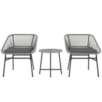 Rattan Bistro Set, Small Balcony Furniture With Cushion | Light Grey