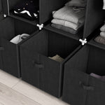HOMCOM Portable Fabric Wardrobe With 5 Shelves And 3 Fabric Drawers, Black