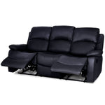 Bonded Leather Recliner Sofa - 3 Seater | Black