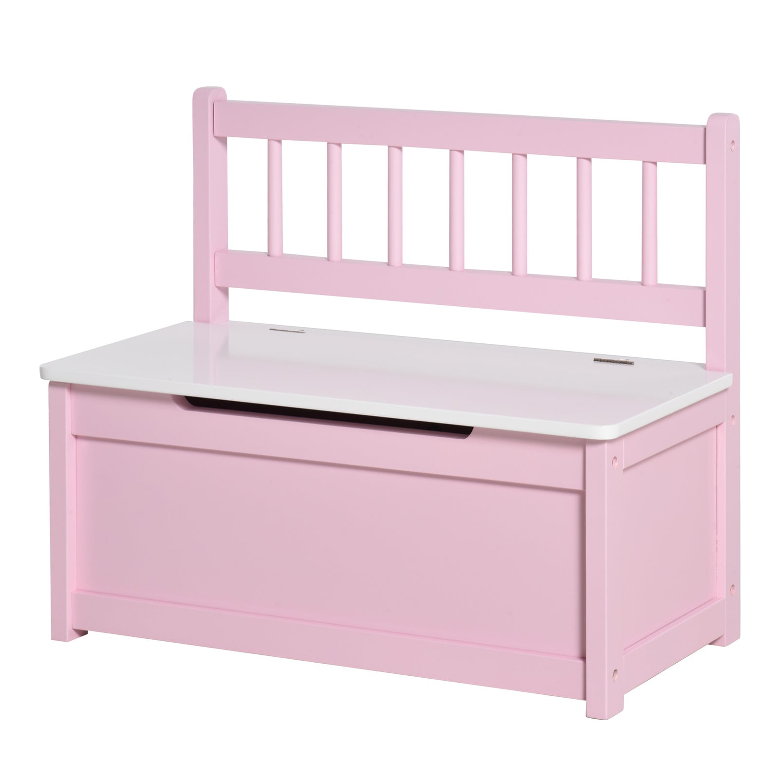 2 In 1 Wooden Toy Box, Seat Bench Storage Chest W/ Pneumatic Rod | Pink