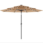2.8 M Garden Parasol Umbrella With Light, Patio Umbrella | Khaki