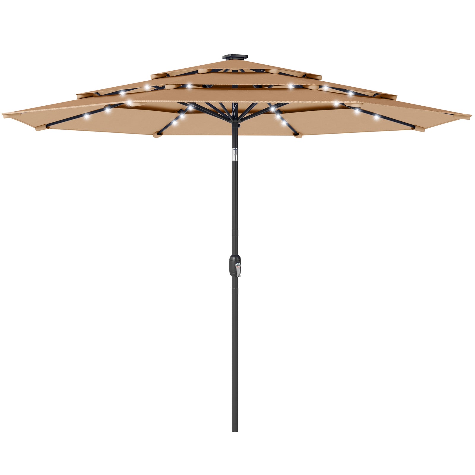 2.8 M Garden Parasol Umbrella With Light, Patio Umbrella | Khaki