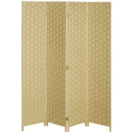 4 Panel Folding Room Dividers For Wall Privacy Screen Panels | One Size | Brown