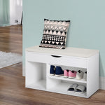 Wooden Shoes Cabinet Bench Hidden Storage Padded Seat