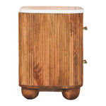 Aurora Marble Bedside, 2 Drawers, White and Brown | 6 | Brown
