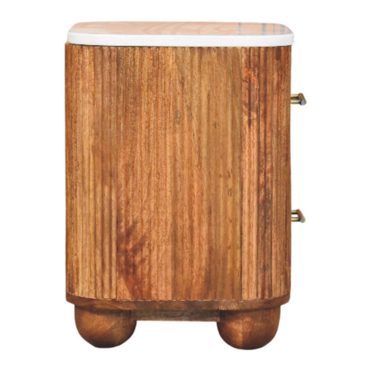 Aurora Marble Bedside, 2 Drawers, White and Brown | 6 | Brown