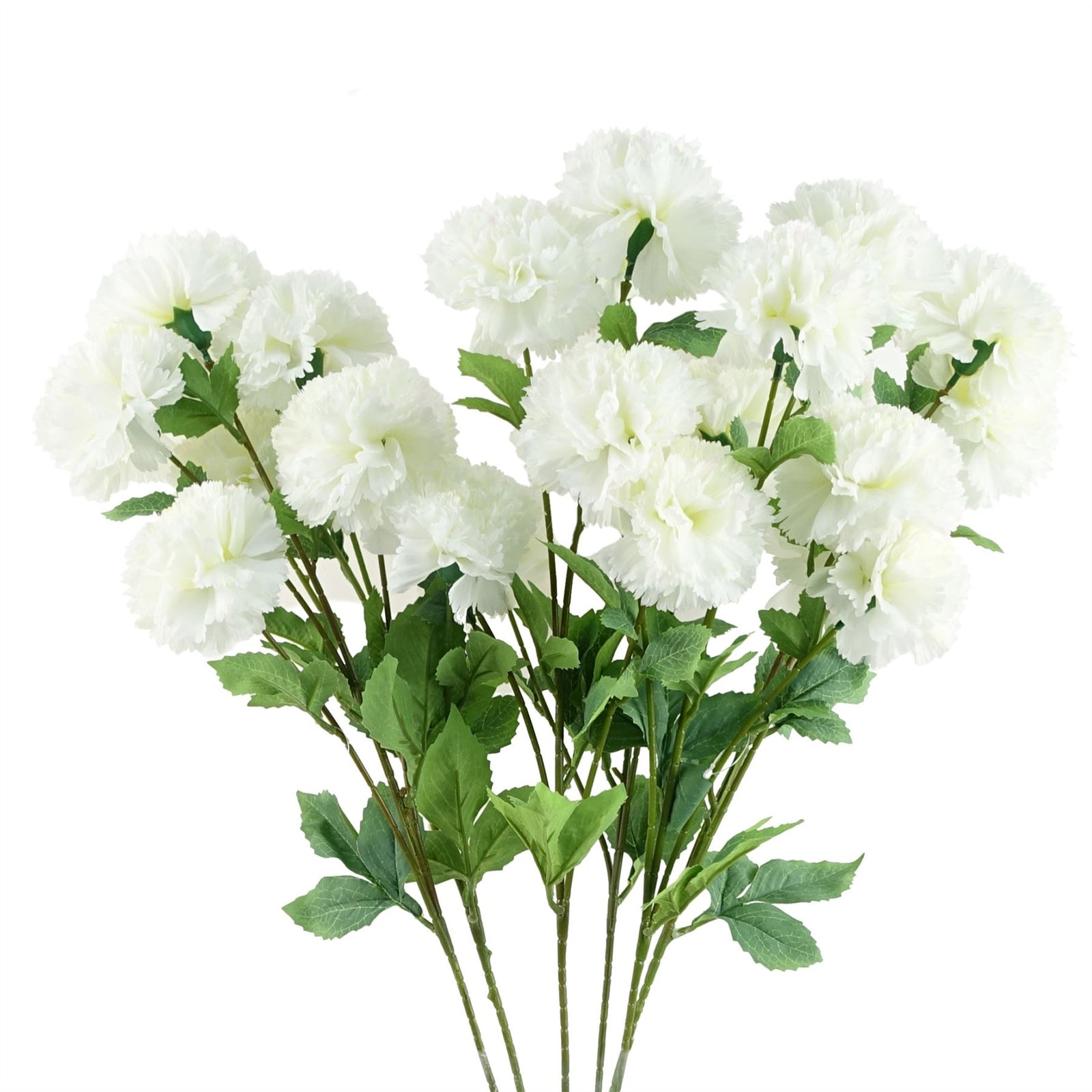 6 X 70cm White Artificial Carnation Stem - 24 Flowers