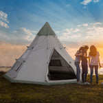 6 Man Tent Metal Poles Water-resistant Walls Windows Door | Gray