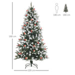 6ft Artificial Snow Dipped Christmas Tree Xmas Holiday Pencil Tree Green | 6ft | Multi Colour