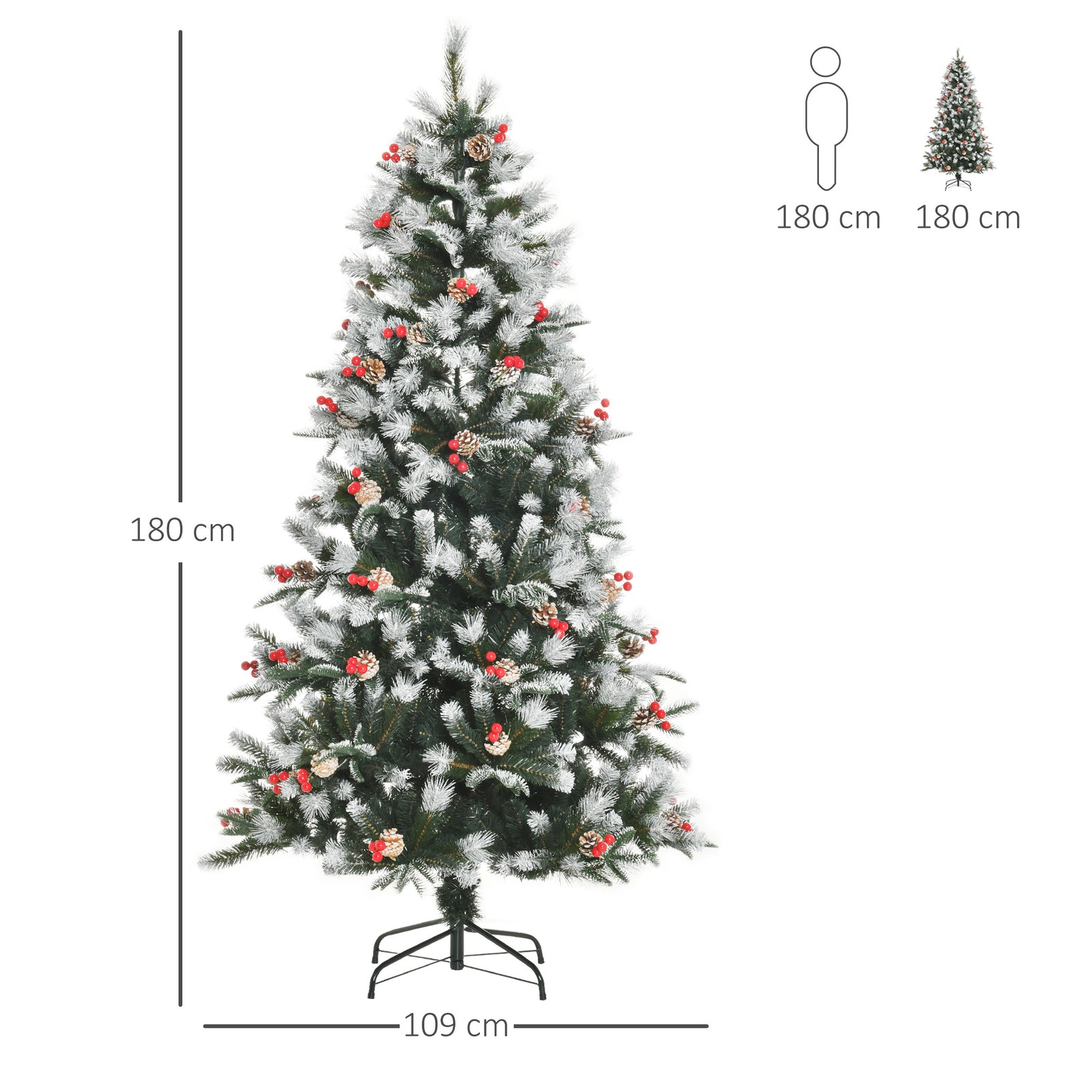 6ft Artificial Snow Dipped Christmas Tree Xmas Holiday Pencil Tree Green | 6ft | Multi Colour
