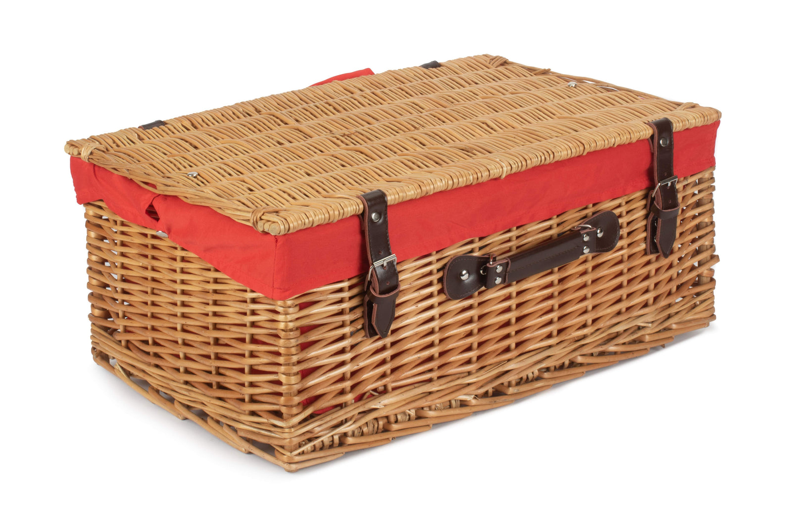 Wicker 55cm Buff Empty Picnic Basket Unlined | Red