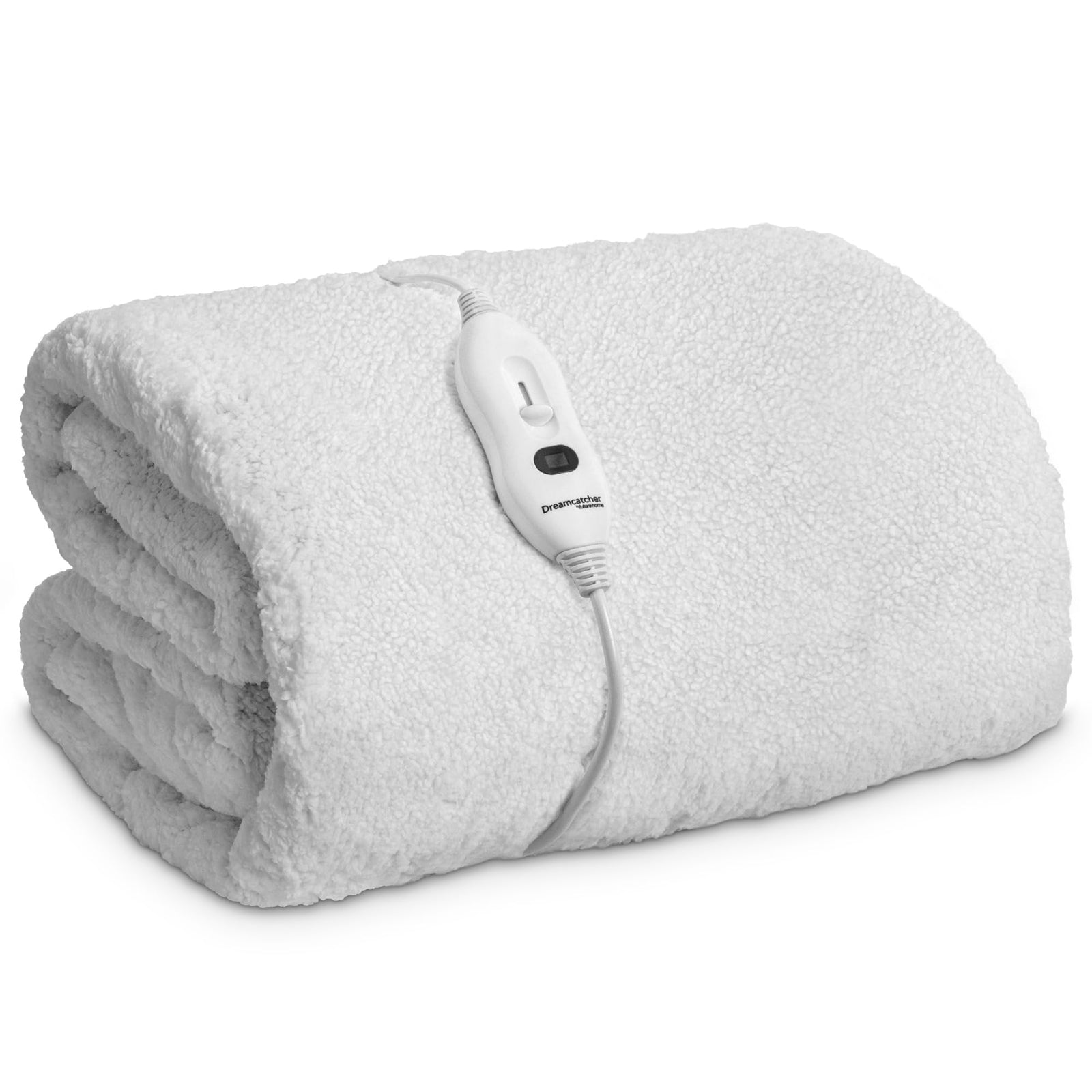 Electric Blanket Fully  Fitted Sherpa  Fleece Heated Bed Underblanket 3 Heat Settings | Single | White