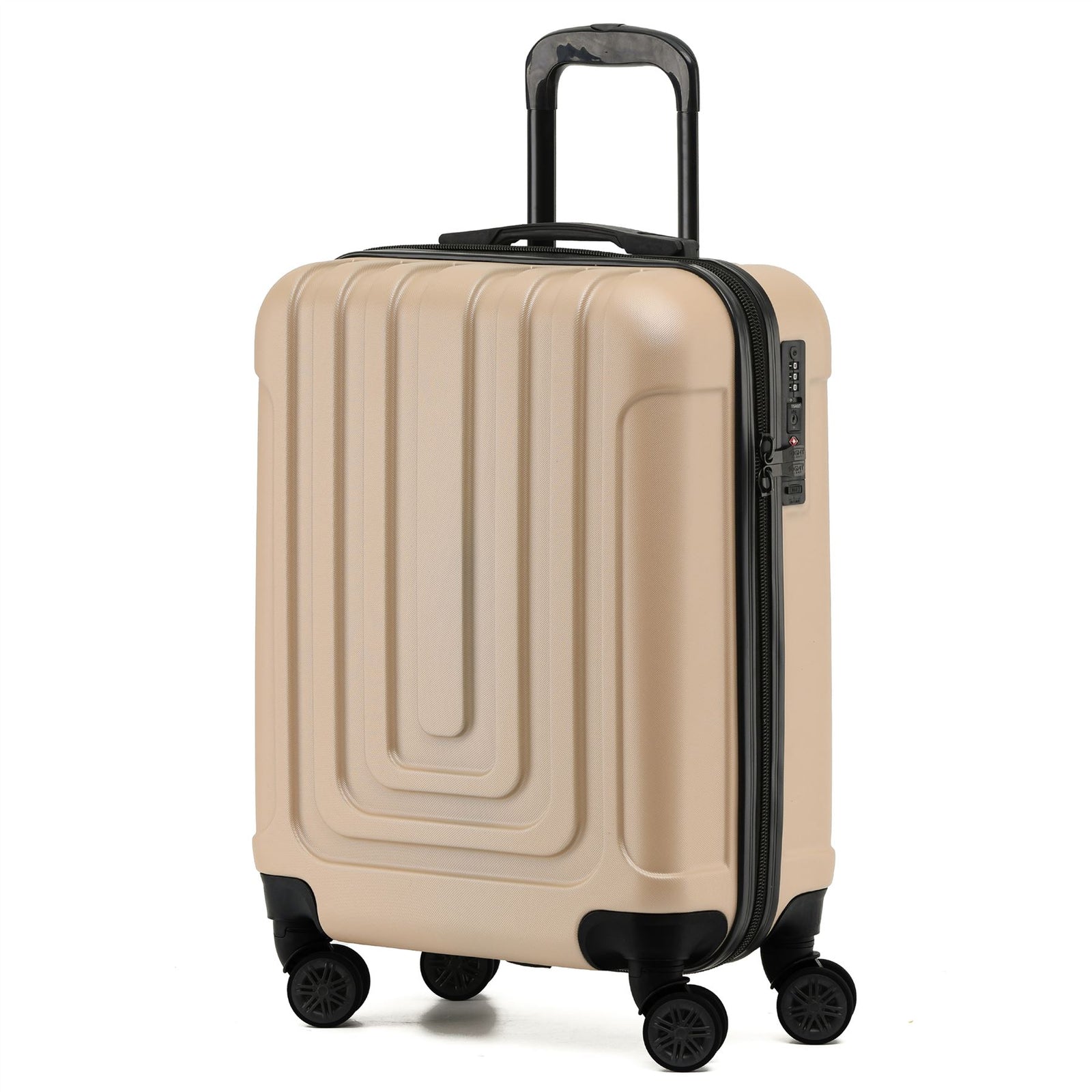 55x40x20cm Lightweight Luggage Overhead Cabin Hard Shell Cabin Suitcase 60+ Airlines Approved - Carry On Case - 4 Wheels | Cabin | Champagne