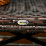 Outdoor Coffee Table, Pe Rattan Side Table W/ Plastic Board | V Shape | Brown