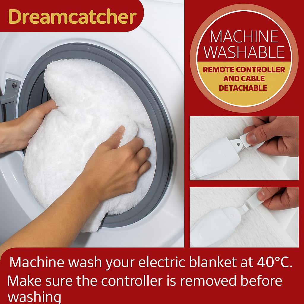 Electric Blanket Fully  Fitted Sherpa  Fleece Heated Bed Underblanket 3 Heat Settings | Double | White