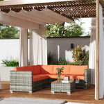 4 Pcs Rattan Outdoor Set Furniture With Sofa Loveseat Table | Orange