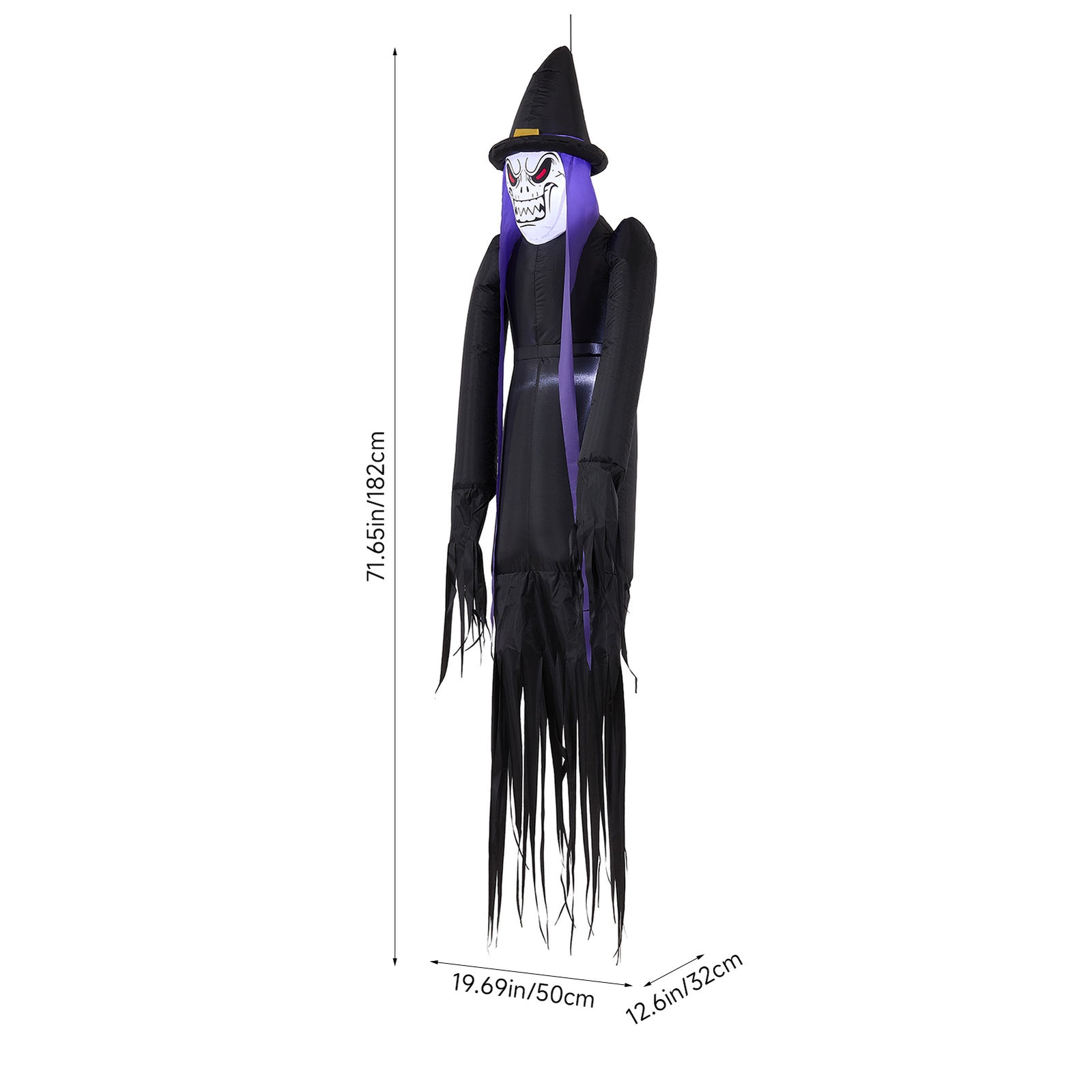 Breeins 182cm Blow-up Halloween Scary Witch Inflatable Decoration With Built-in Led Lights