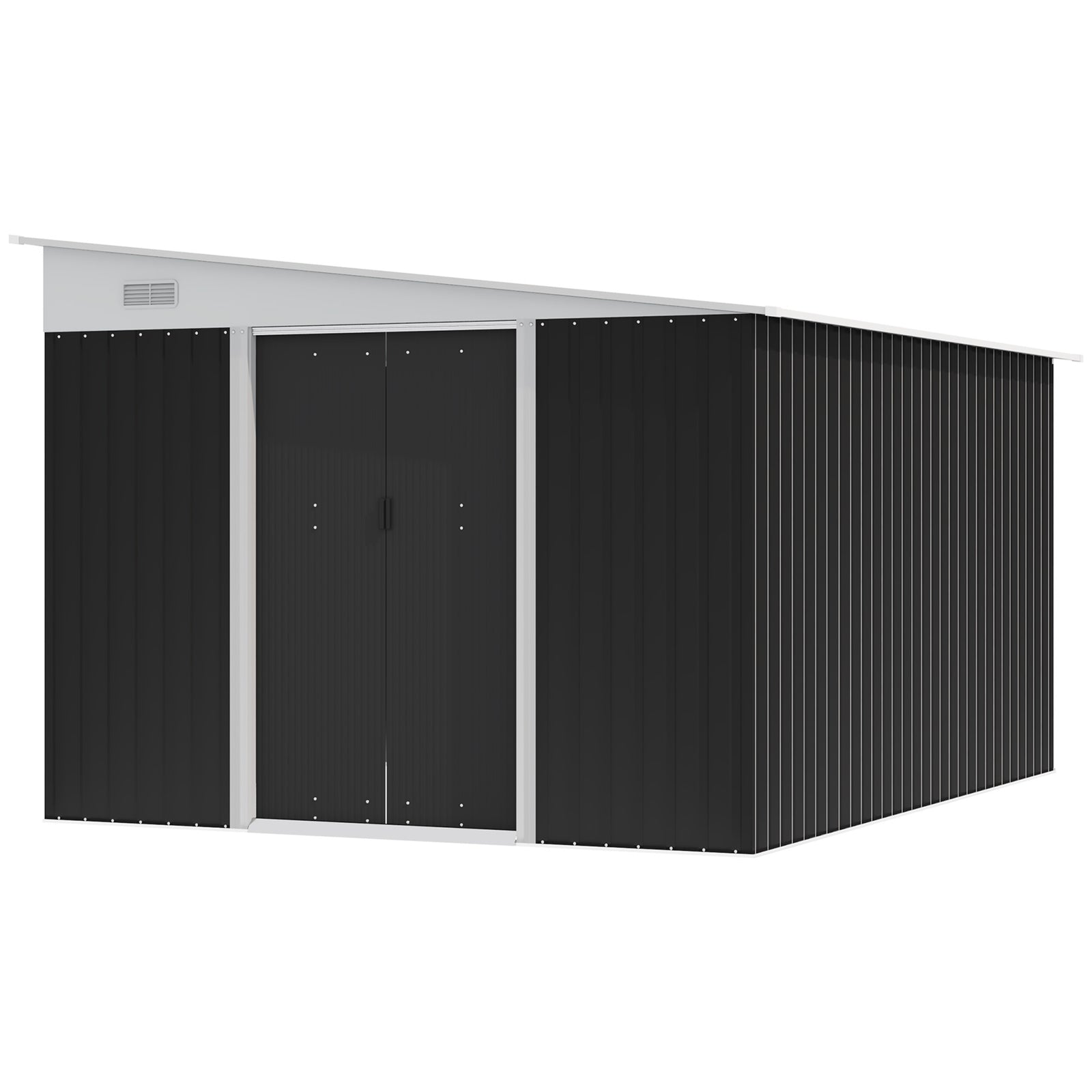11.3x9.2ft Lean-to Metal Shed, Black