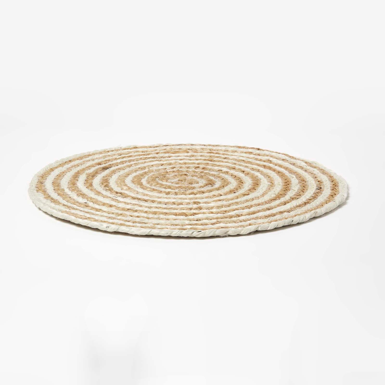 Natural & Cream Spiral Jute Handwoven Round Placemats Set Of 4