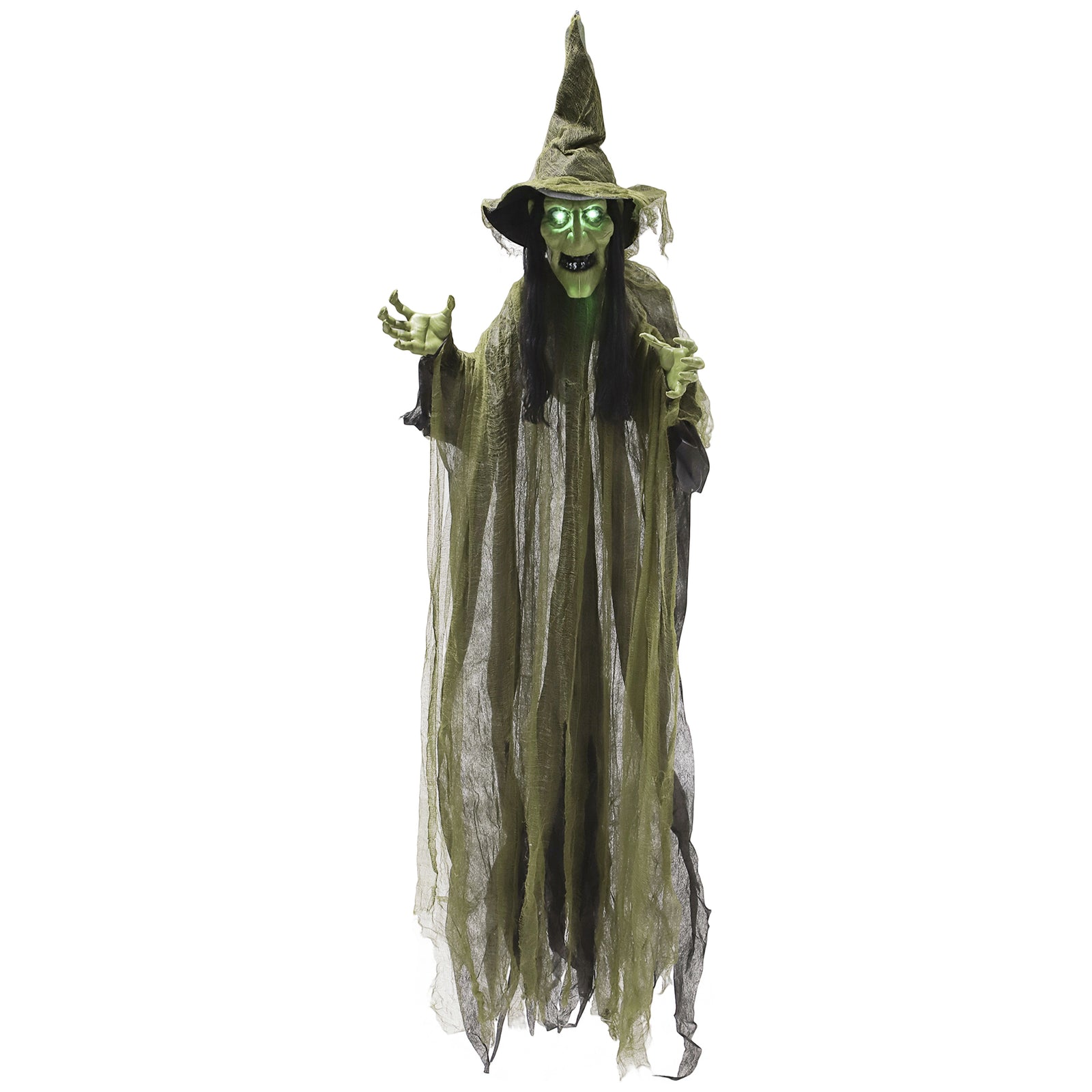 Voice Activated Halloween Animatronics Hanging Witch | Green