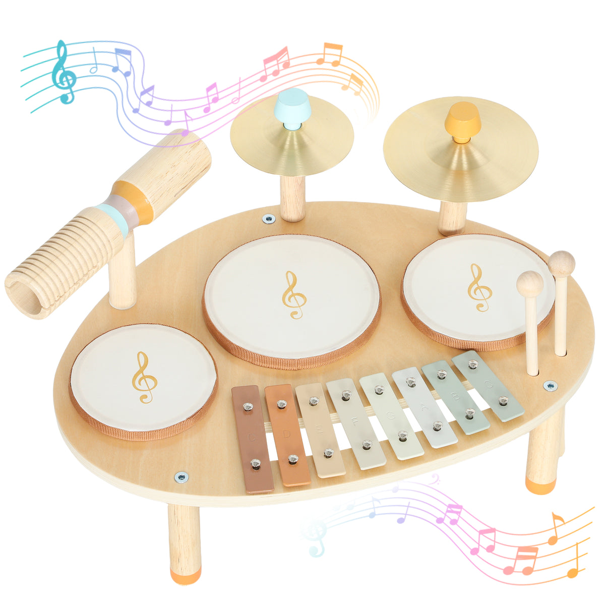 AIYAPLAY Baby Drum Kit, Wooden Kids Musical Instruments, Gift For Birthday