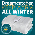 Electric Blanket Heated Bed Underblanket Polyester Detachable Control 3 Heat Settings | Double | White