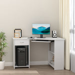 L-shaped Corner Computer Desk W/ 2 Shelves Worktop Keyboard | White