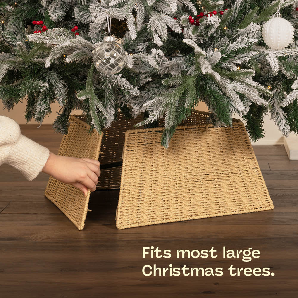 Handcrafted Wicker Tree Skirt Rustic 50cm Christmas Decoration