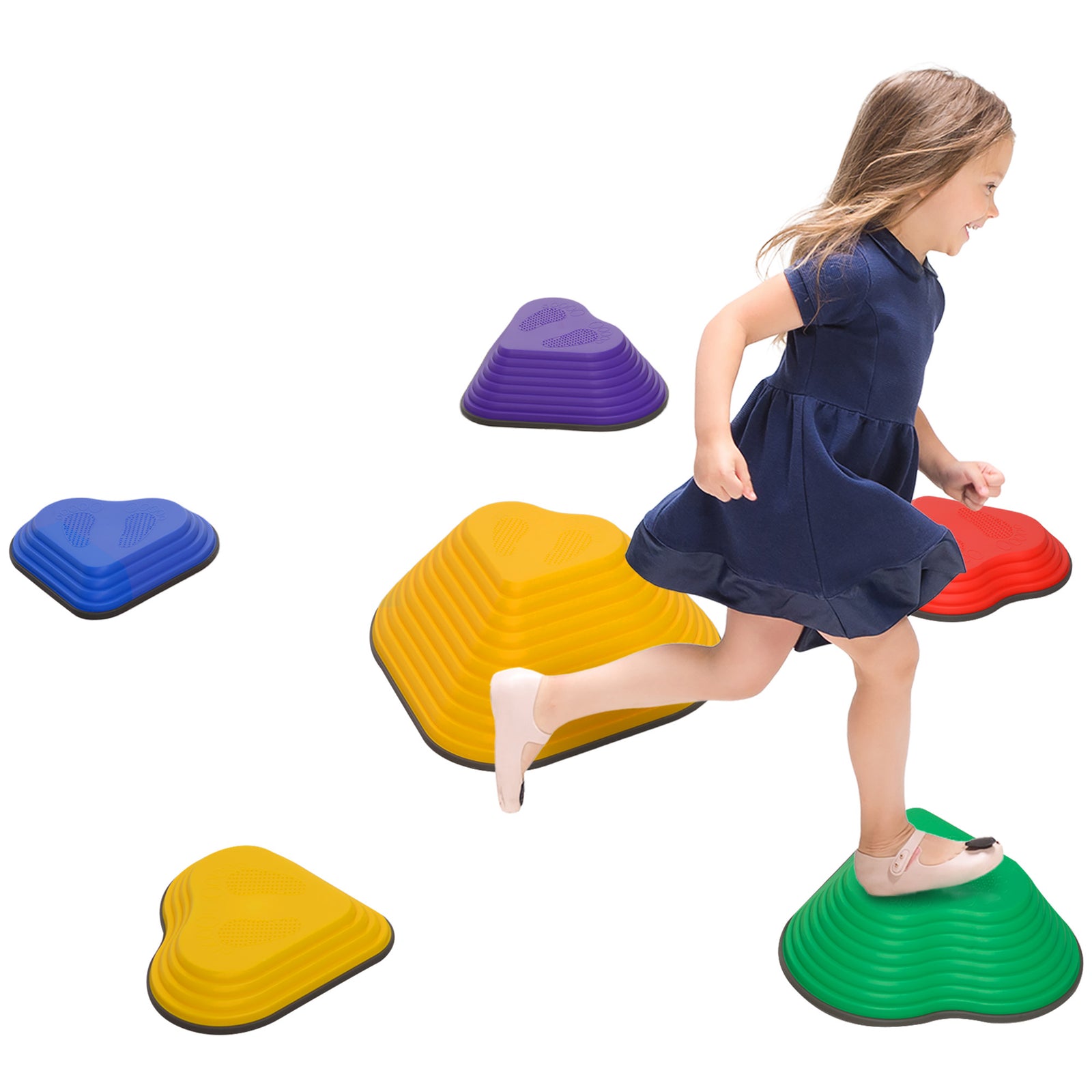 6pcs Kids Stepping Stones, Non-slip Stackable River Stones | Multi Colour