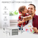 3 Pcs Kids Table & Chairs Set Toddler Furniture W/ Storage Drawers White