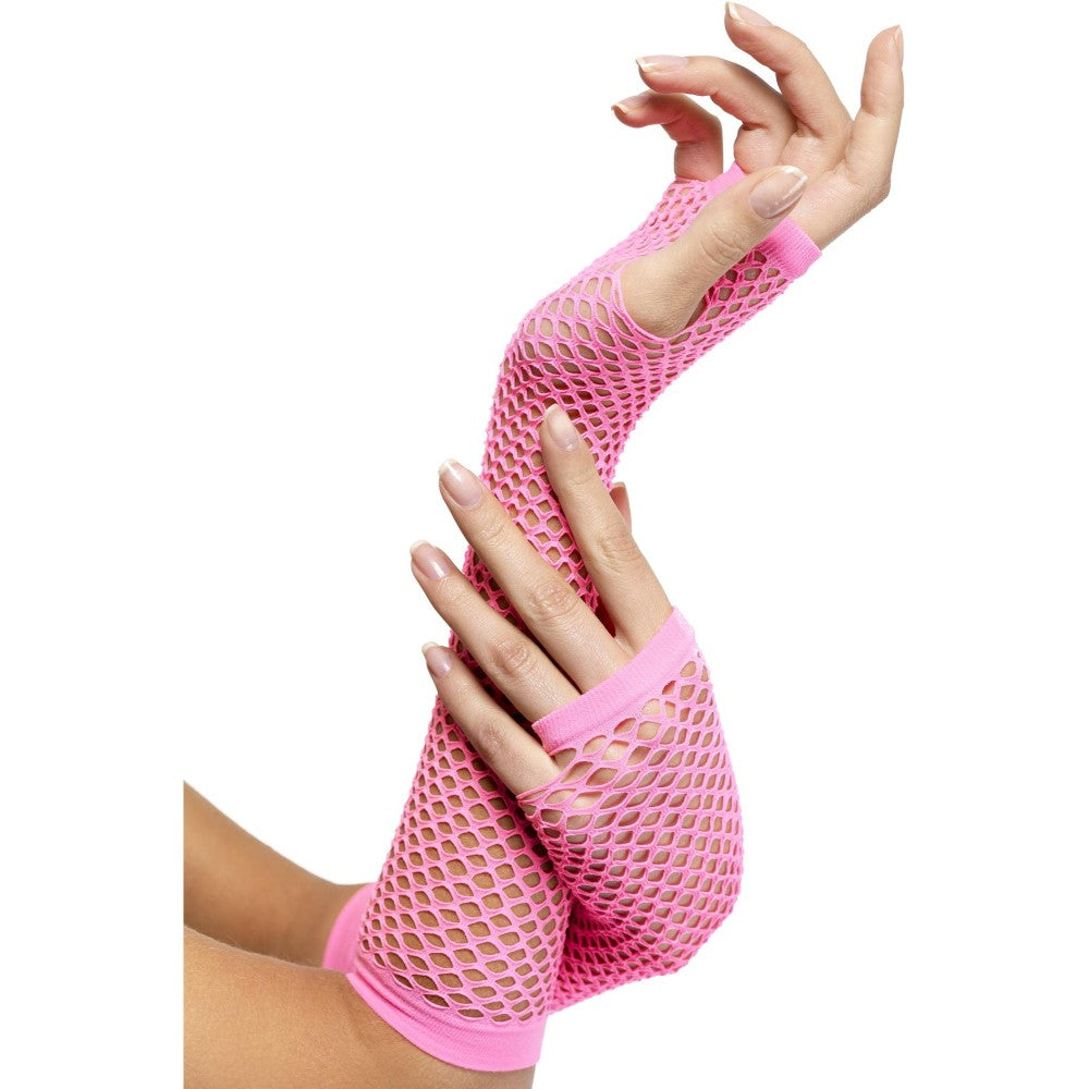 Fishnet Gloves, Long | Pink