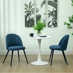 Set Of 2 Dining Chairs With Shell Backrest And Padded Seat | One Size | Blue