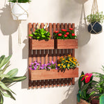 Wall-mounted Wooden Planters With Trellis | Brown